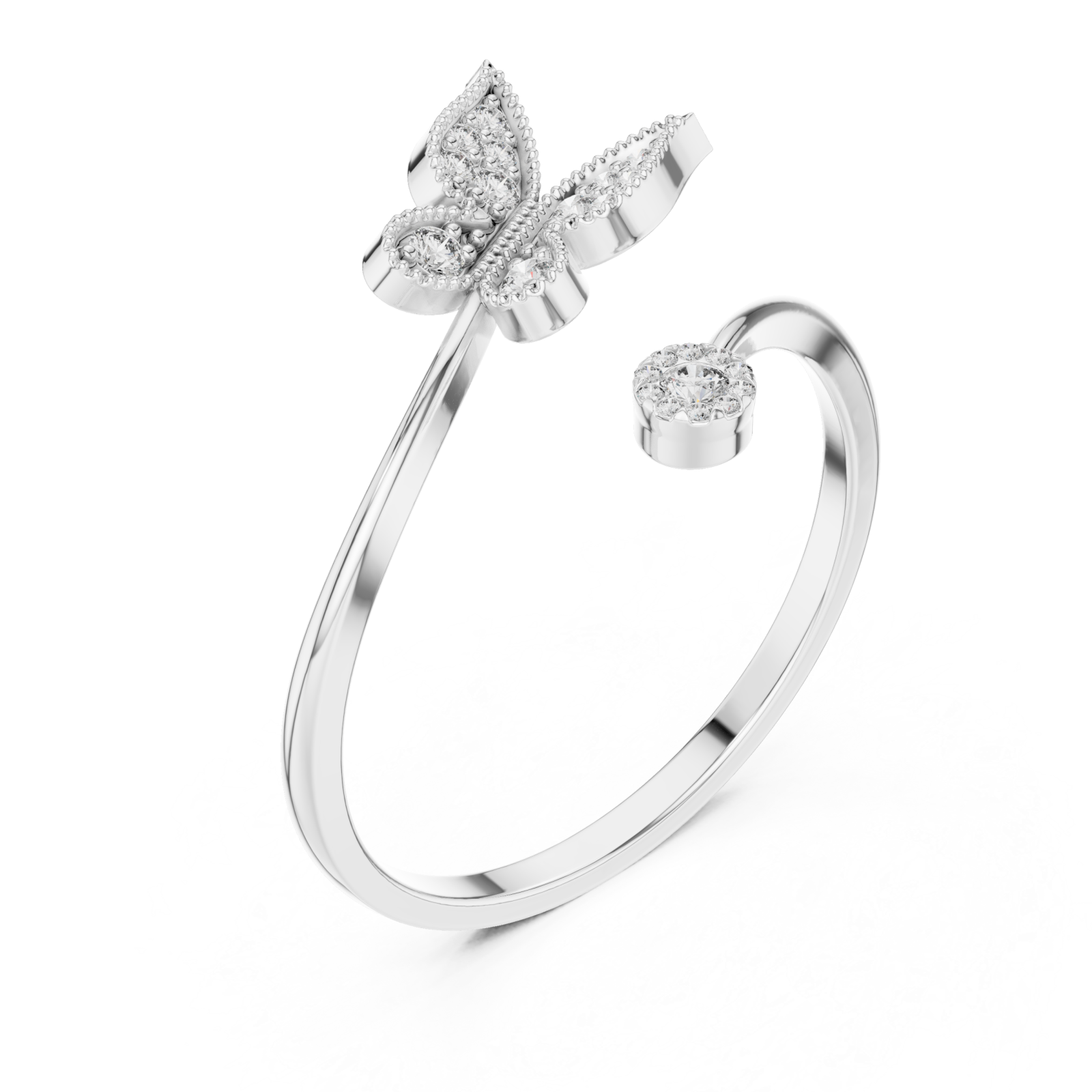  White Gold Fluttering Muse Open Band Ring Right View