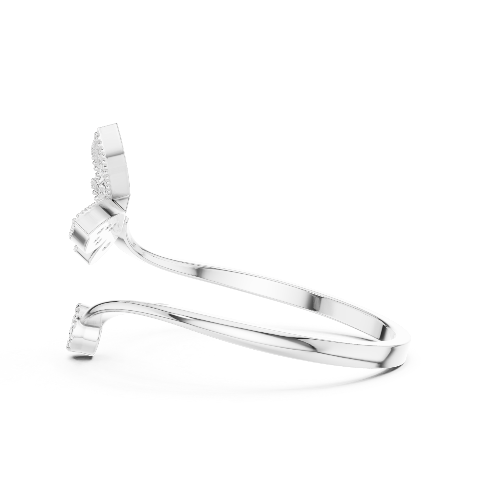  White Gold Fluttering Muse Open Band Ring Side View
