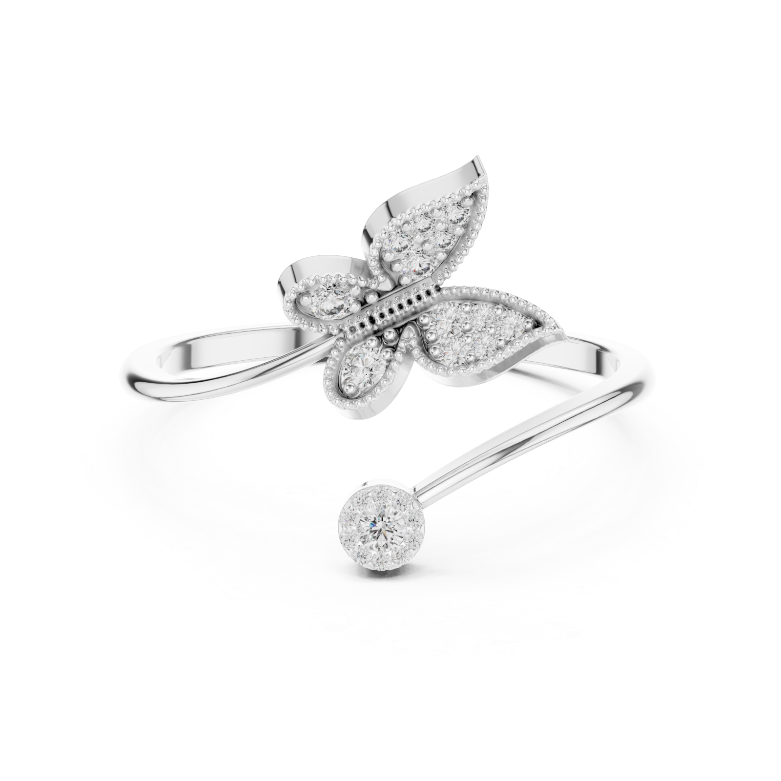  White Gold Fluttering Muse Open Band Ring Front View
