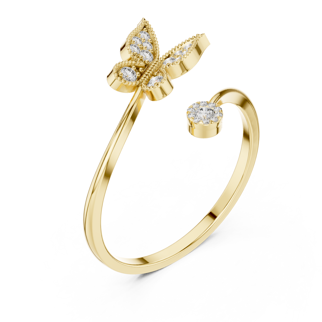 Gold Fluttering Muse Open Band Ring Right View