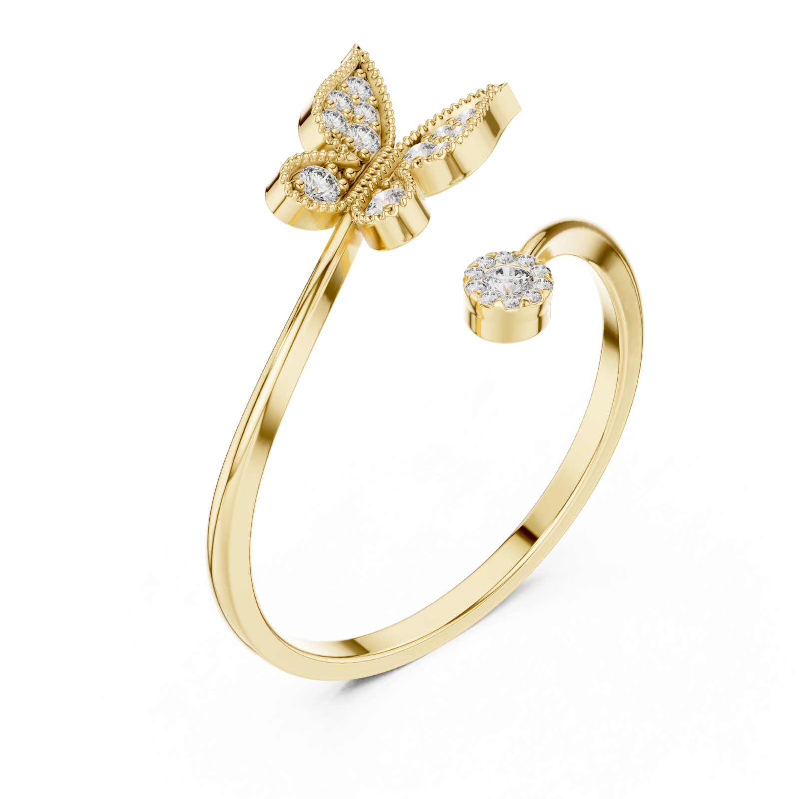 Gold Fluttering Muse Open Band Ring Right View
