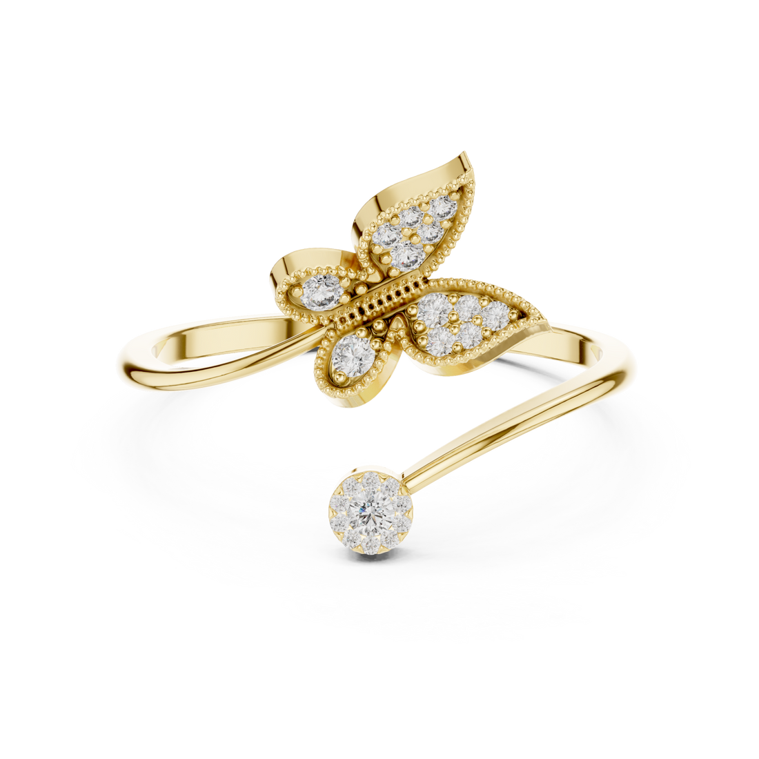 Gold Fluttering Muse Open Band Ring Right View