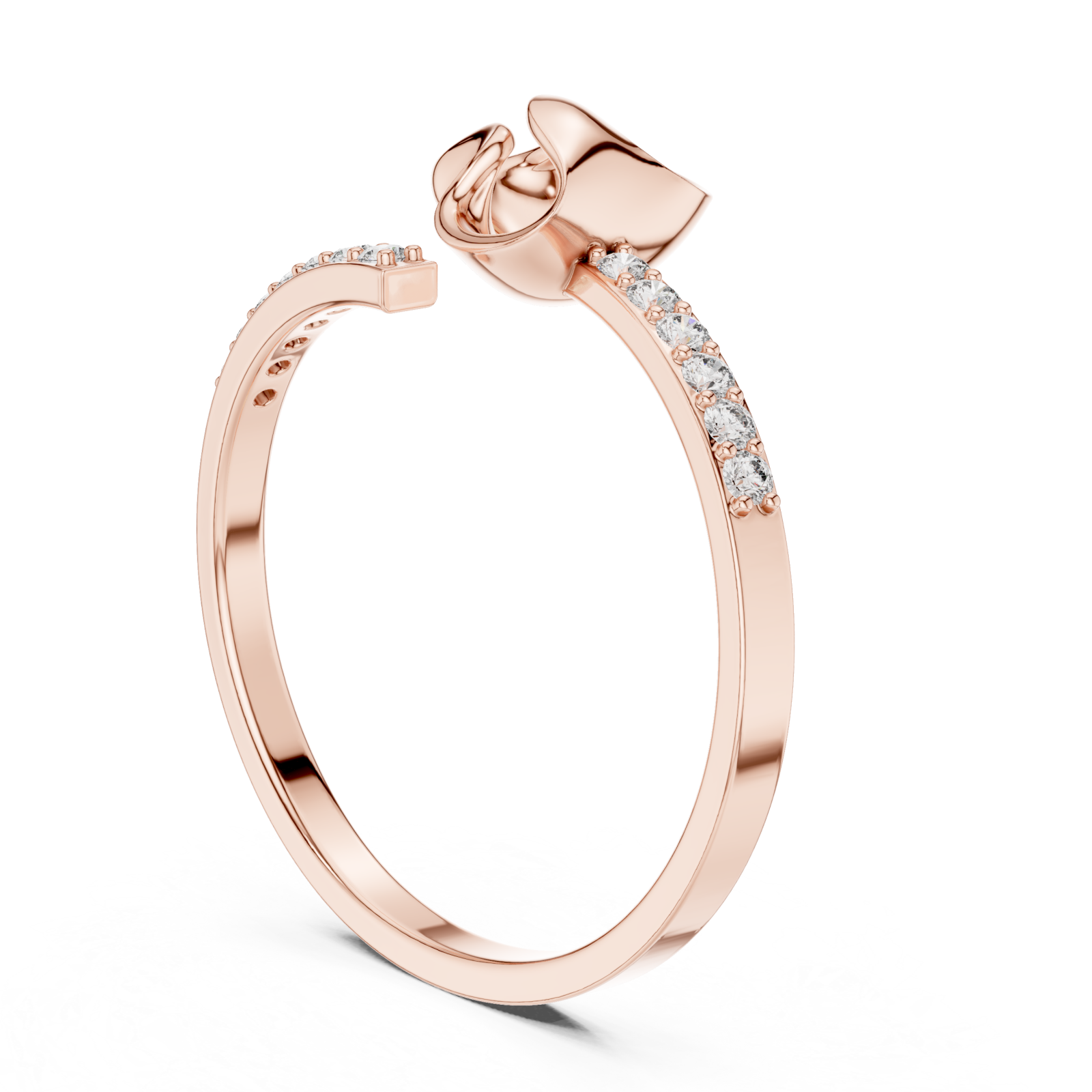  Rose Gold Willow Whisper Bypass Ring Left View