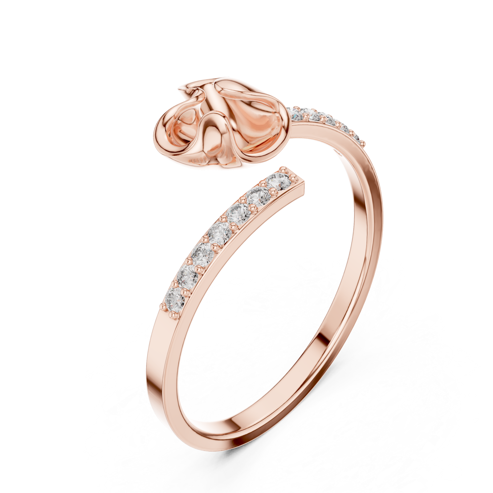  Rose Gold Willow Whisper Bypass Ring Right View