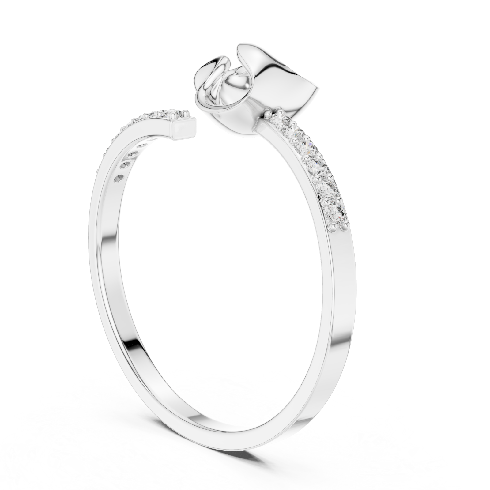  White Gold Willow Whisper Bypass Ring Left View