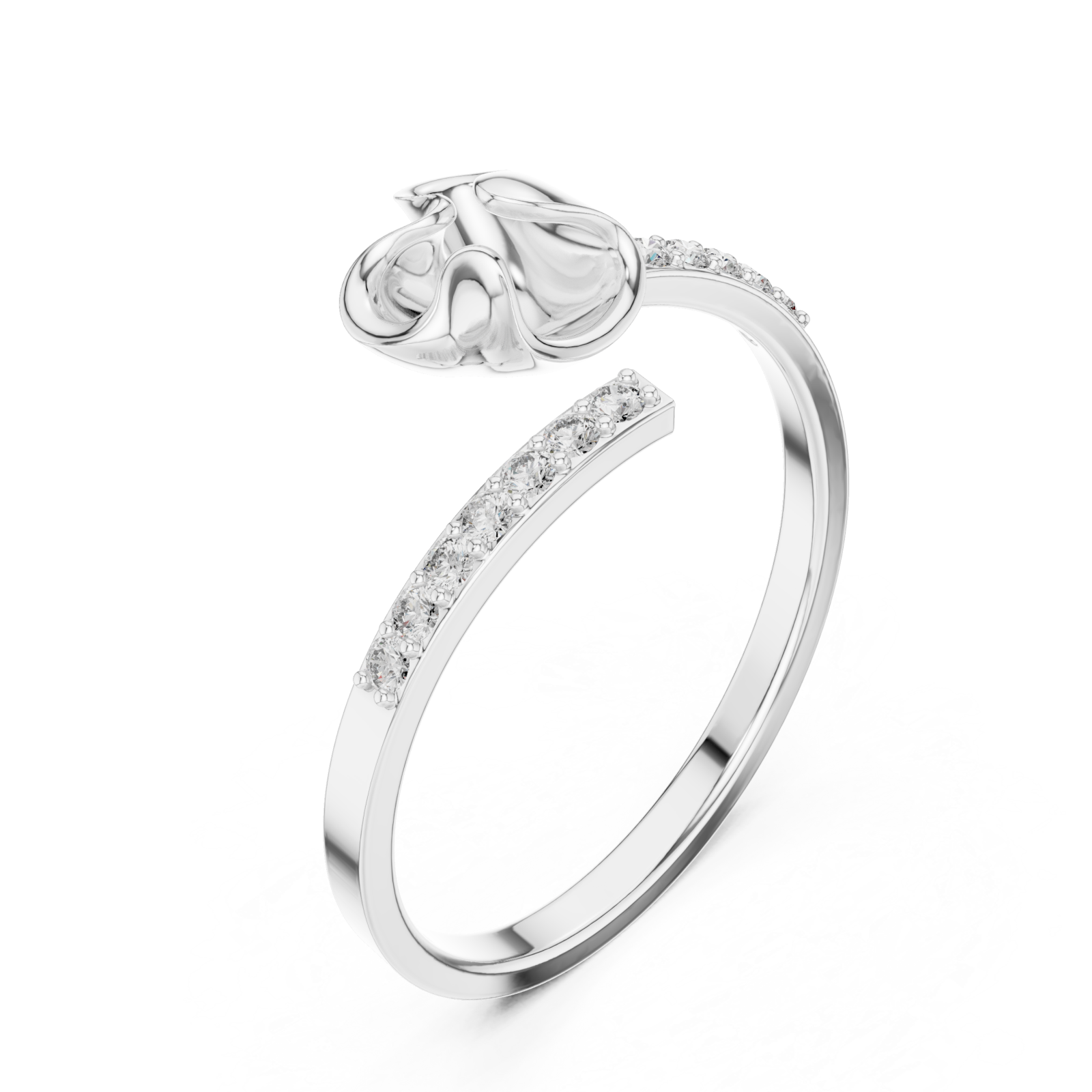  White Gold Willow Whisper Bypass Ring Right View