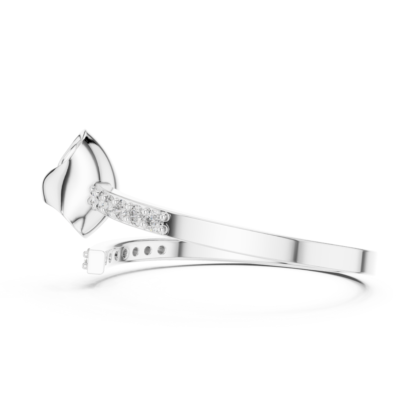  White Gold Willow Whisper Bypass Ring Side View