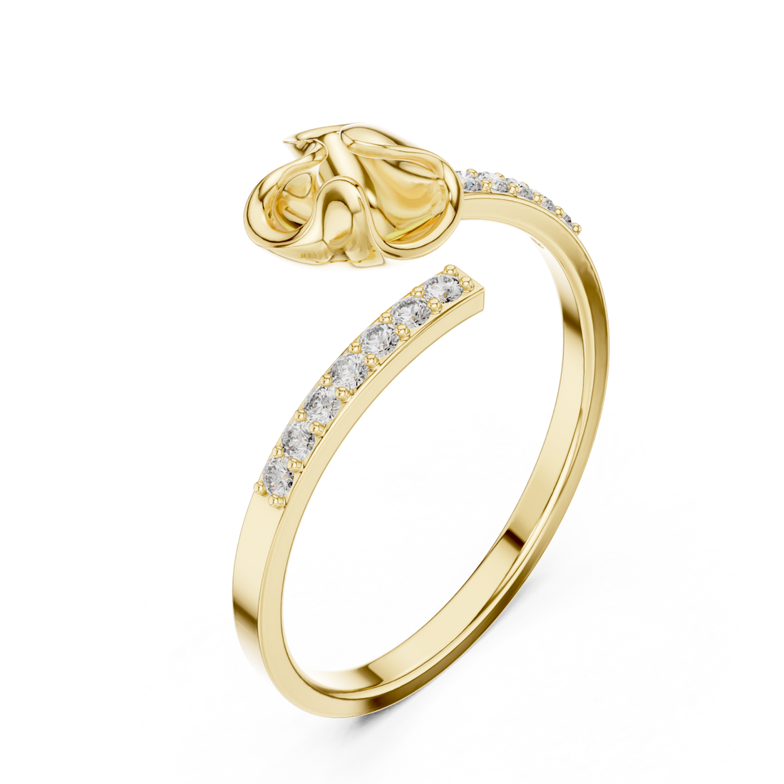 Gold Willow Whisper Bypass Ring Right View