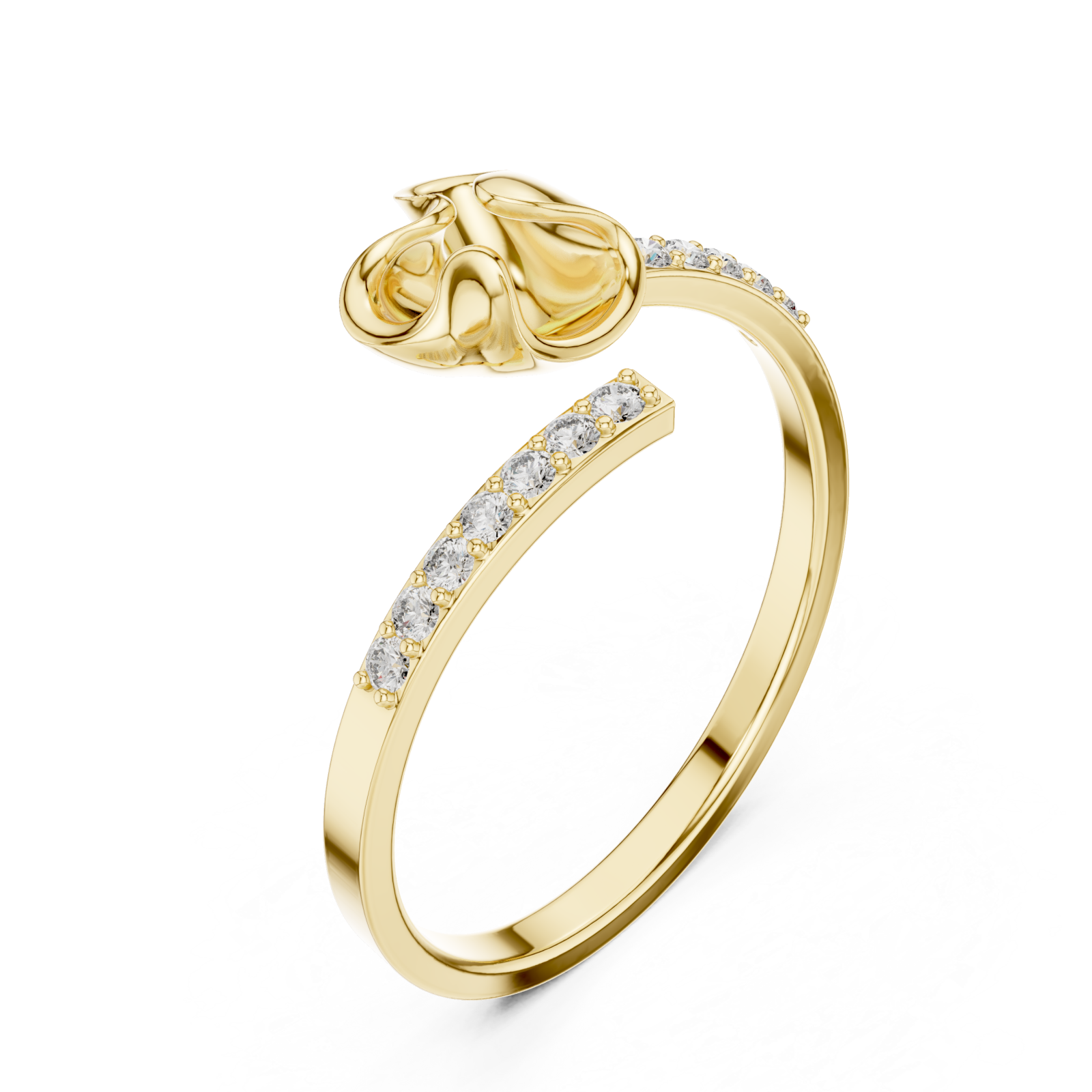 Gold Willow Whisper Bypass Ring Right View