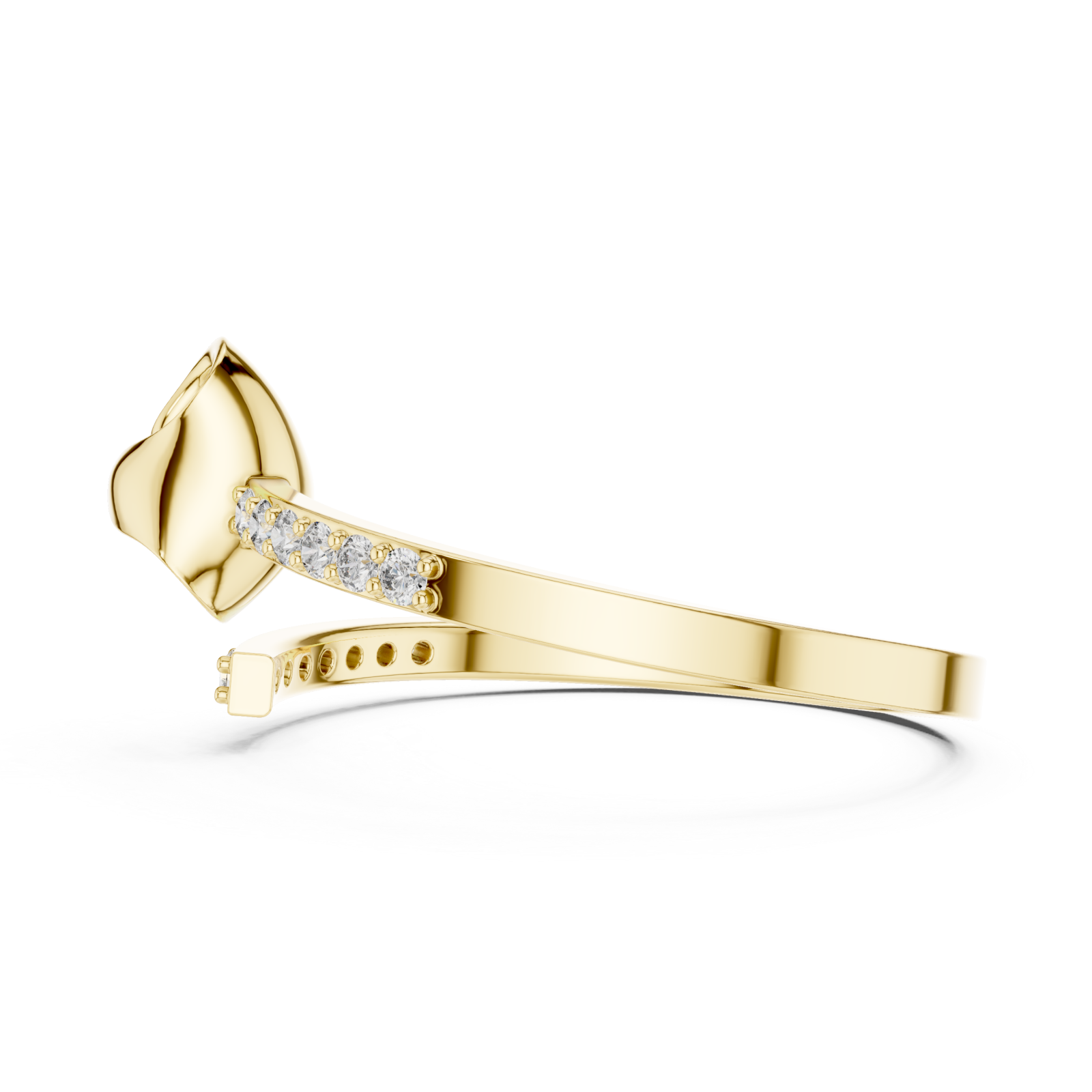  Gold Willow Whisper Bypass Ring Side View
