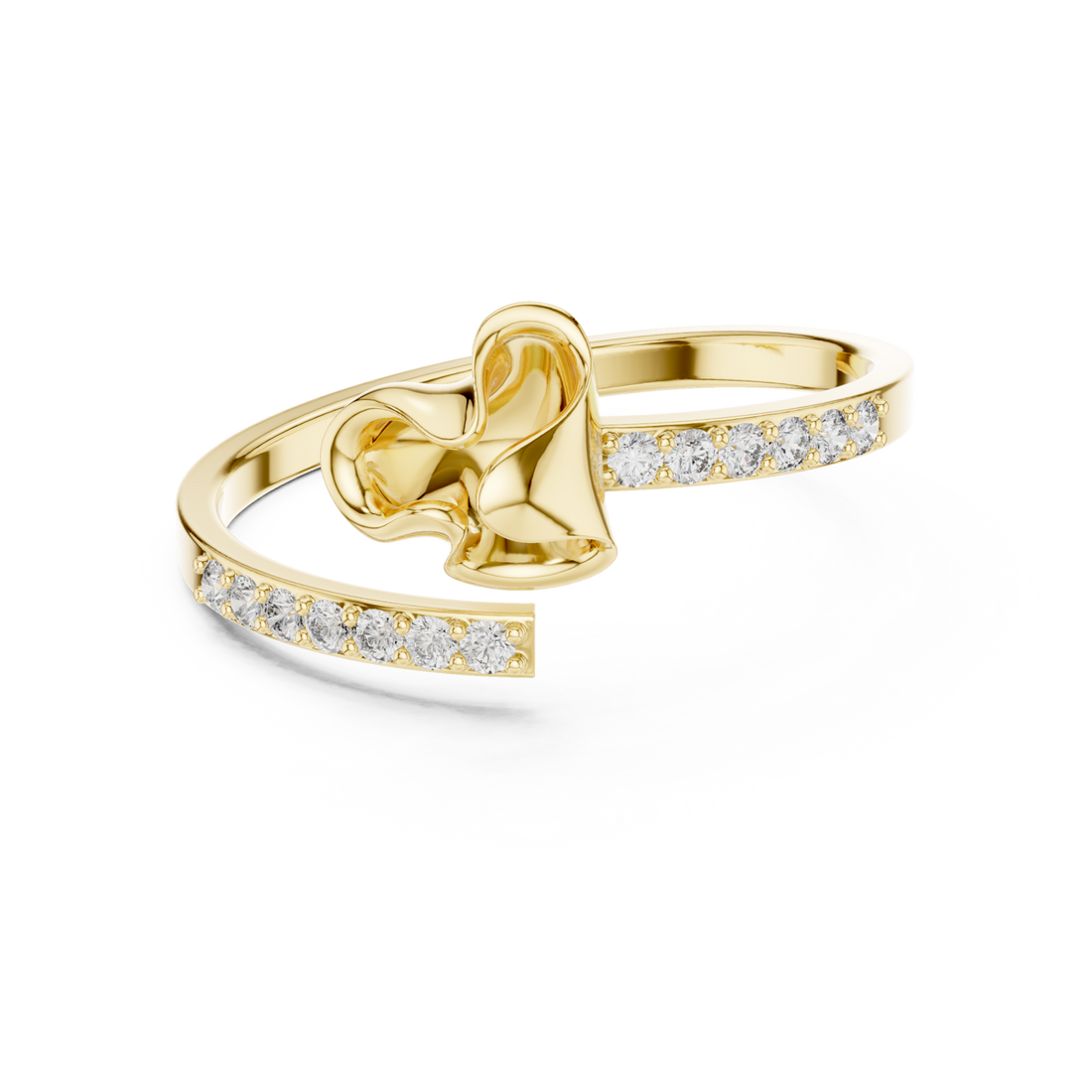 Gold Willow Whisper Bypass Ring Right View
