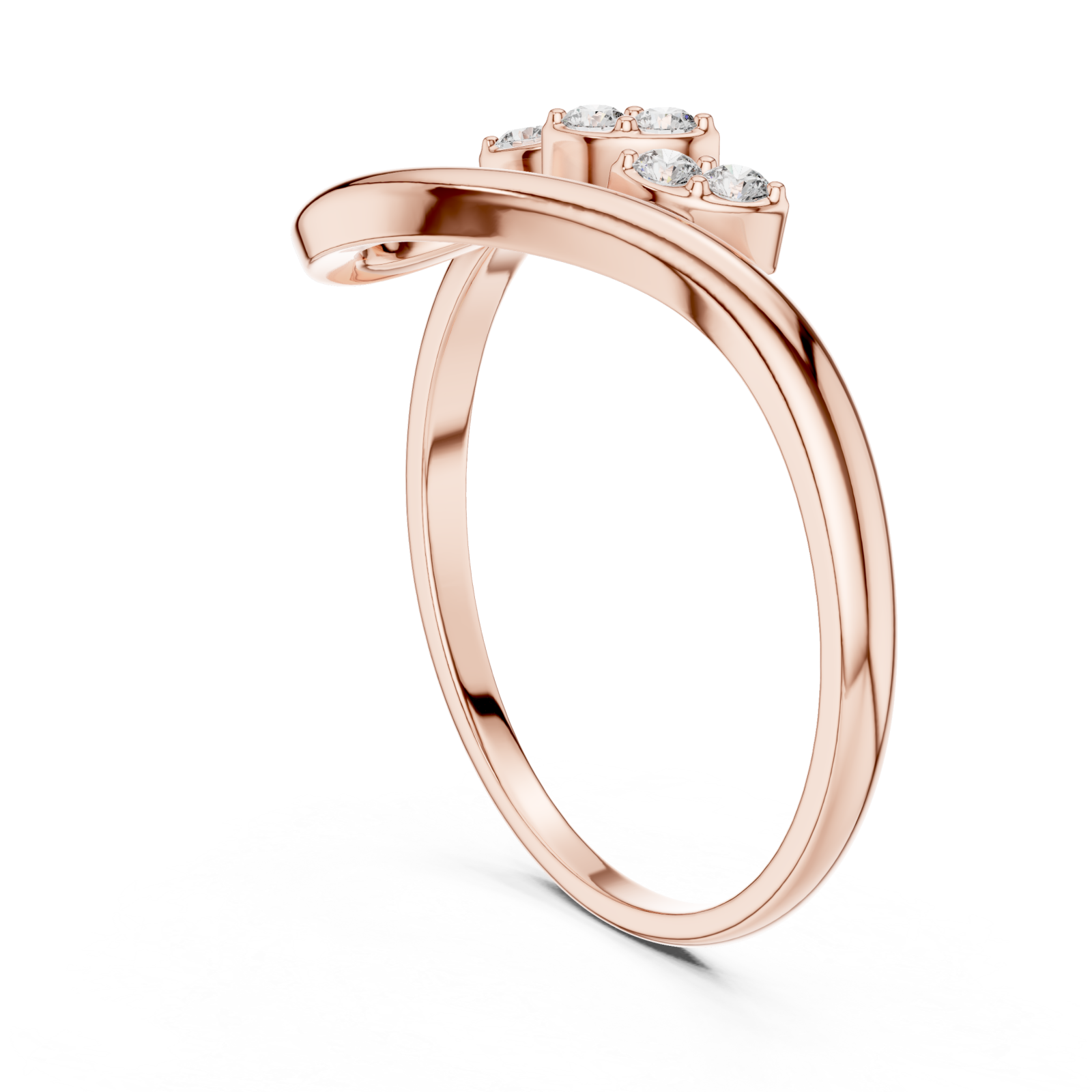  Rose Gold Infinite Harmony Signature Curve Solitaire Ring Left View