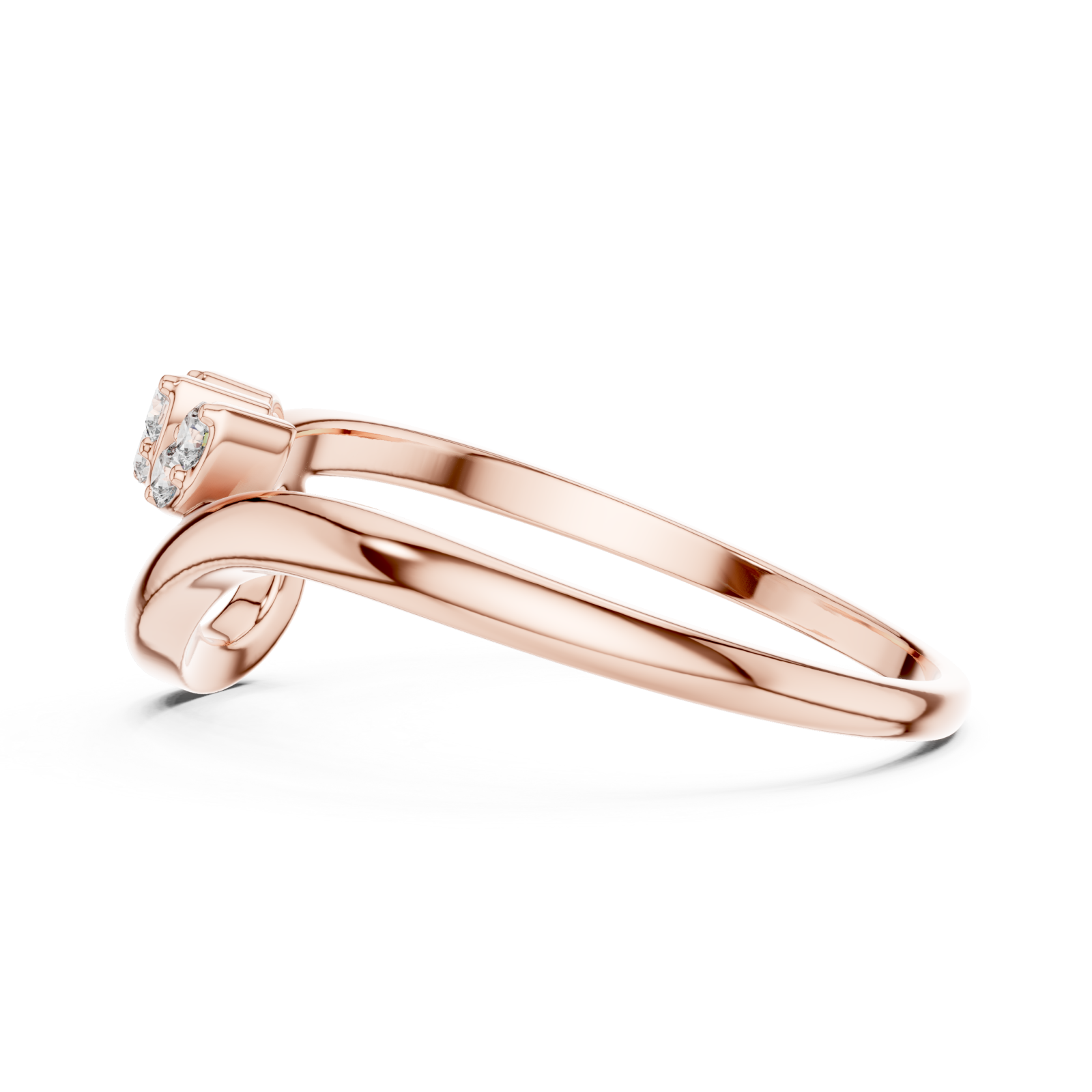  Rose Gold Infinite Harmony Signature Curve Solitaire Ring Side View