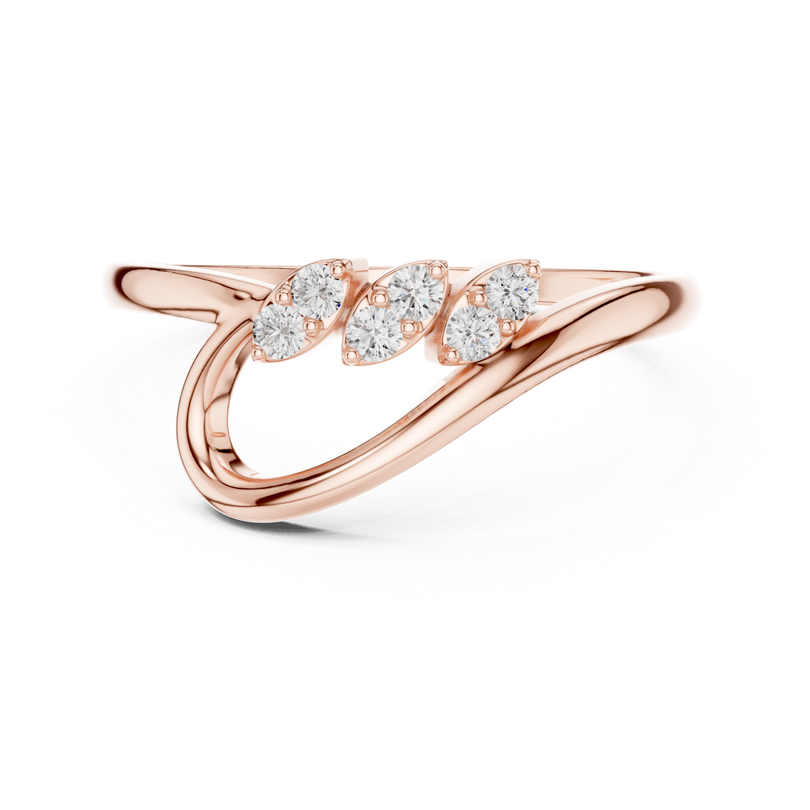  Rose Gold Infinite Harmony Signature Curve Solitaire Ring Front View