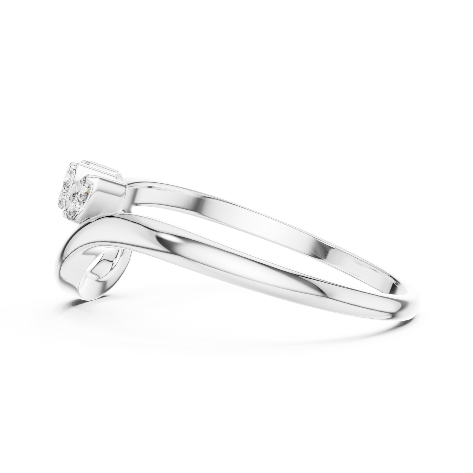  White Gold Infinite Harmony Signature Curve Solitaire Ring Side View