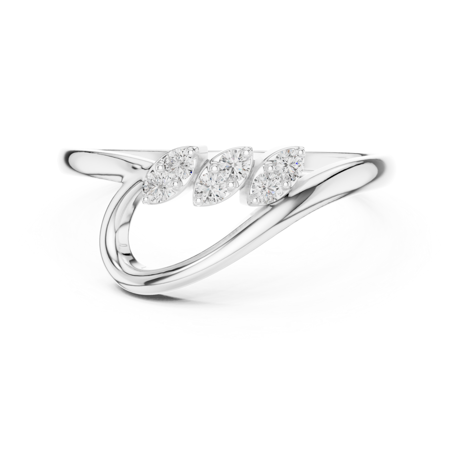  White Gold Infinite Harmony Signature Curve Solitaire Ring Front View