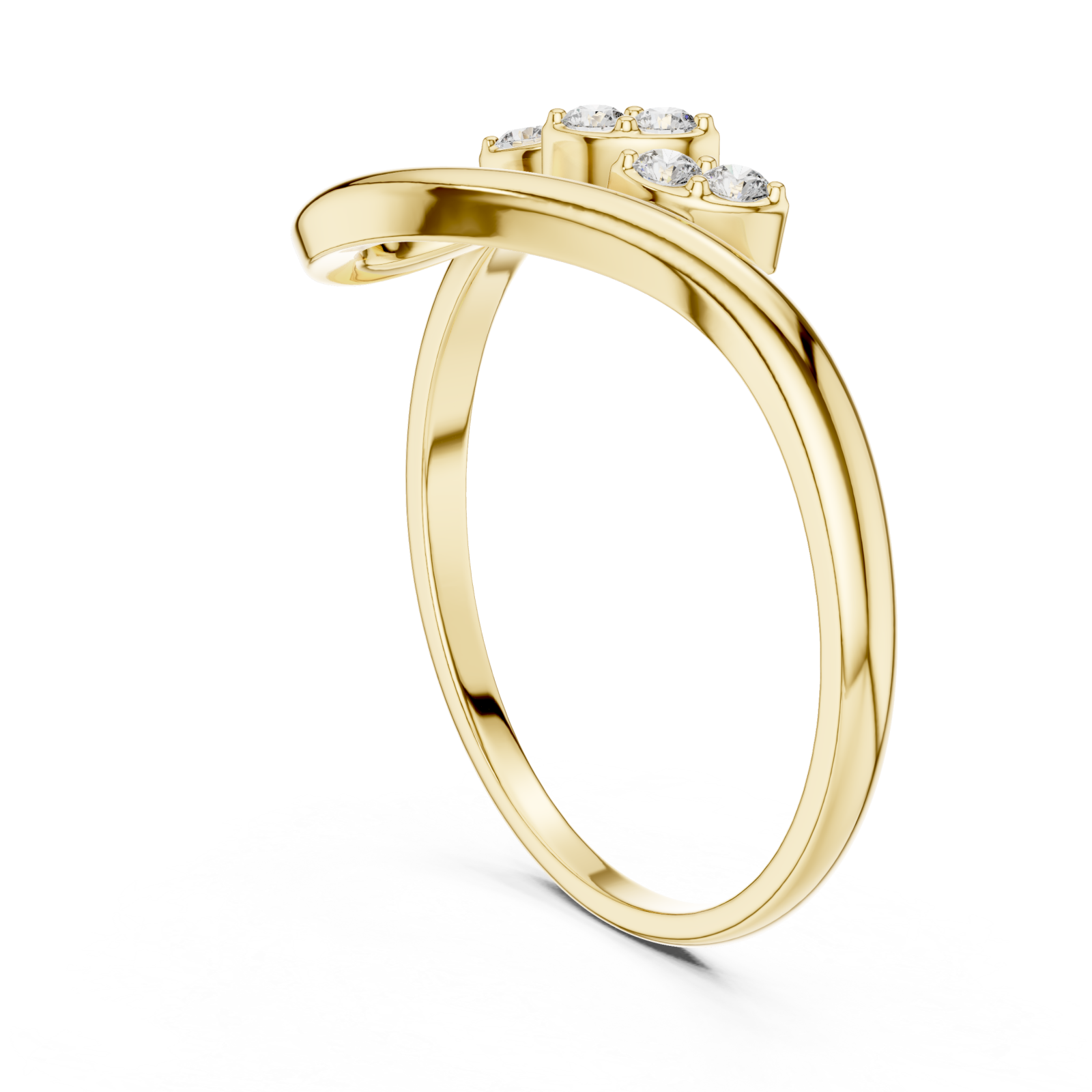  Gold Infinite Harmony Signature Curve Solitaire Ring Left View