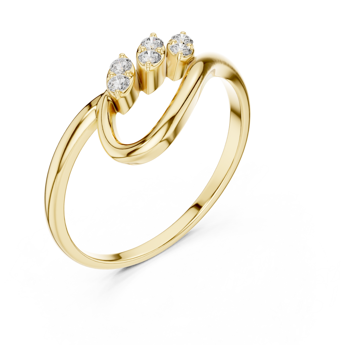 Gold Infinite Harmony Signature Curve Solitaire Ring Right View