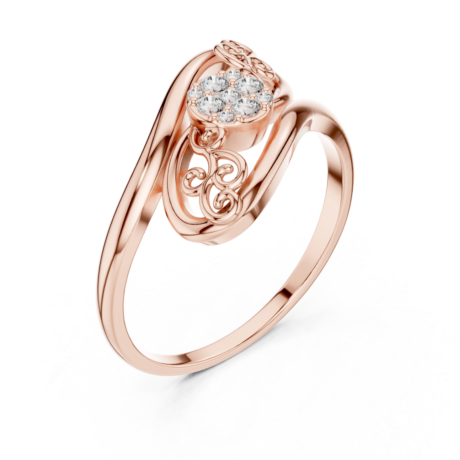  Rose Gold Eternal Grace Swirl Floral Cluster Ring Right View