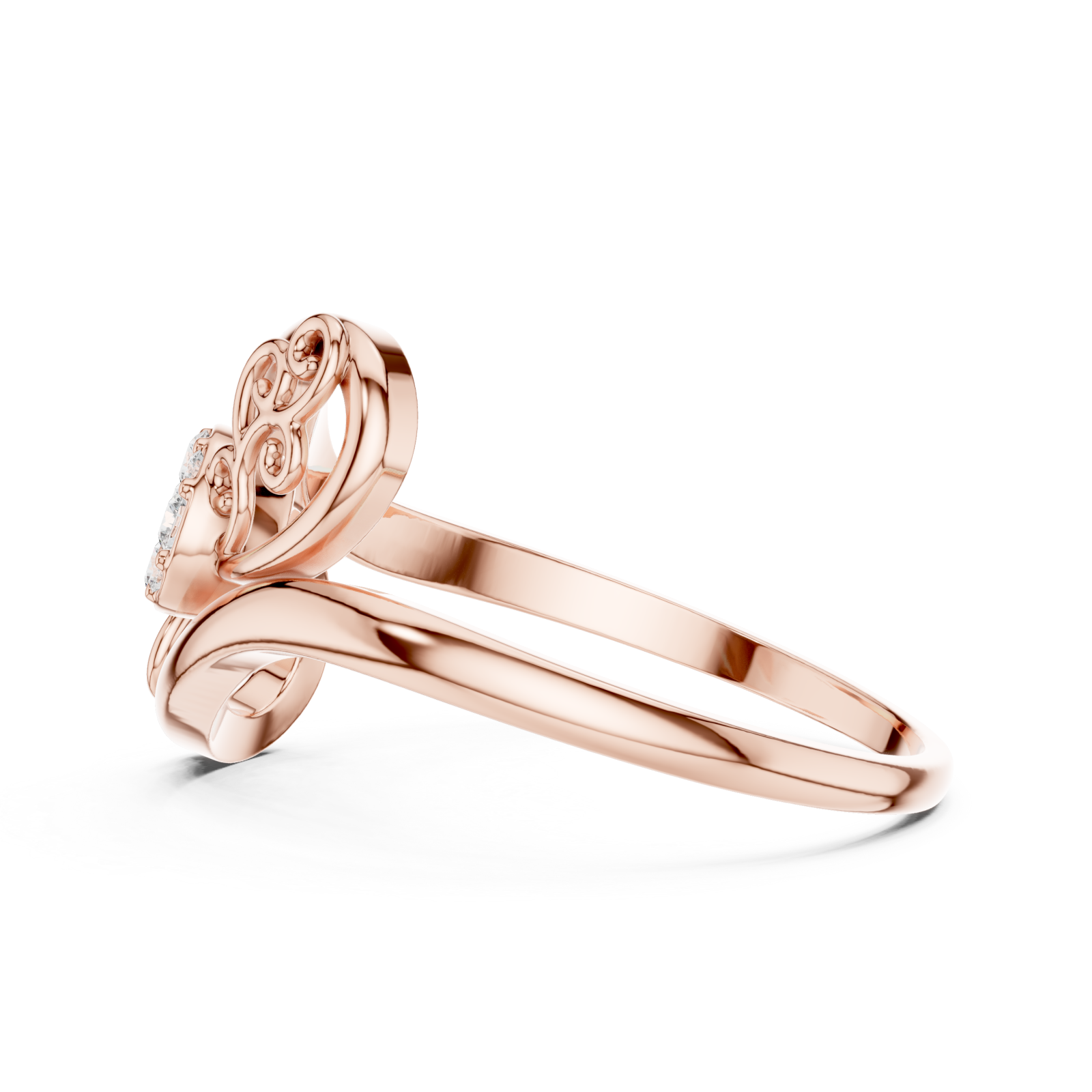  Rose Gold Eternal Grace Swirl Floral Cluster Ring Side View