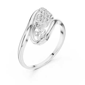  White Gold Eternal Grace Swirl Floral Cluster Ring Right View