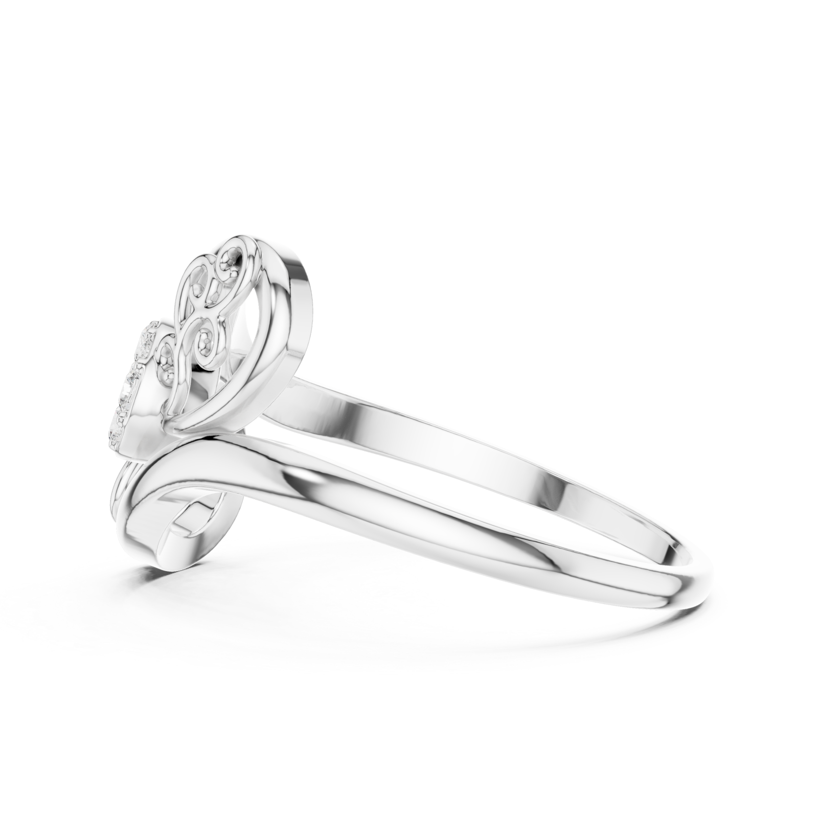  White Gold Eternal Grace Swirl Floral Cluster Ring Side View