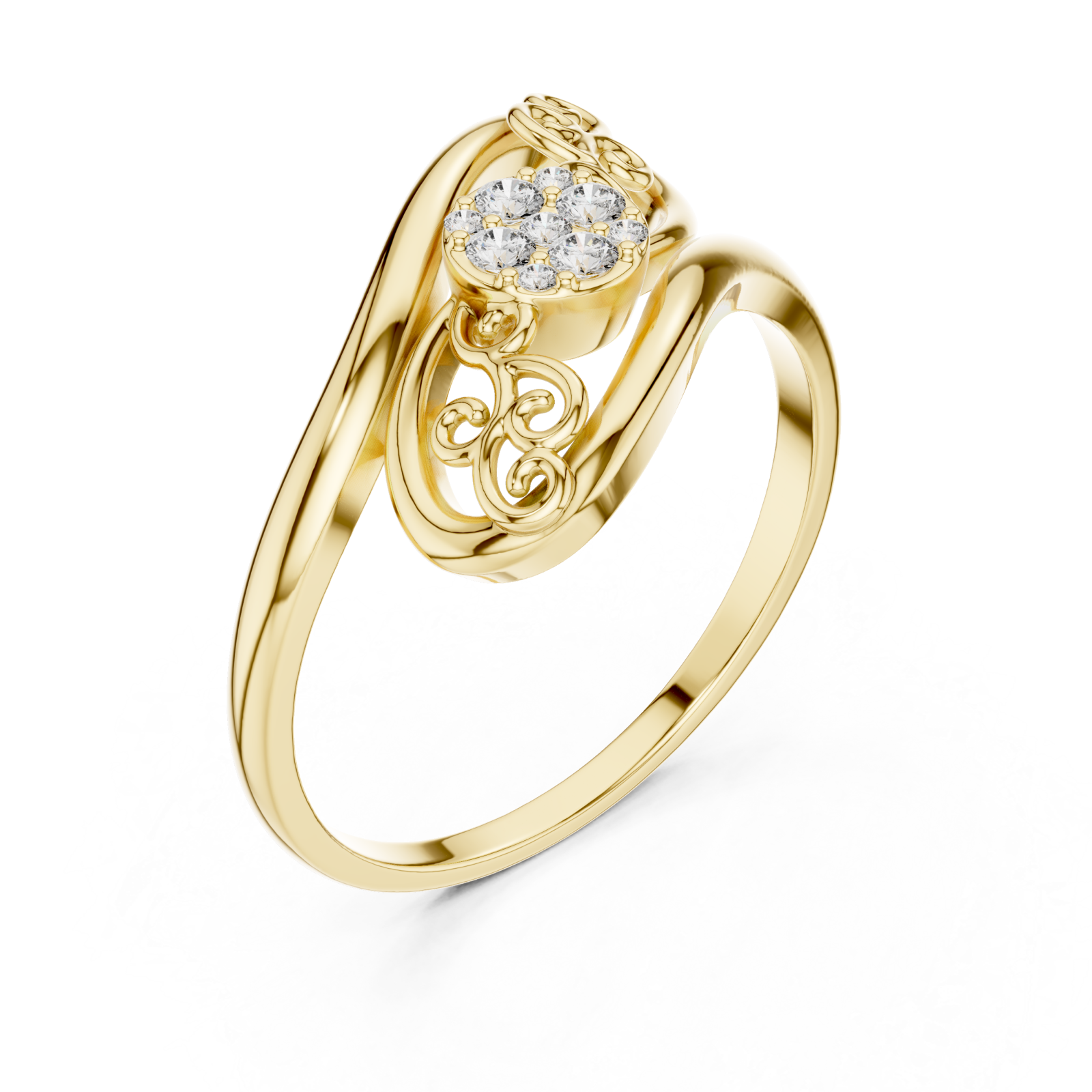 Gold Eternal Grace Swirl Floral Cluster Ring Right View