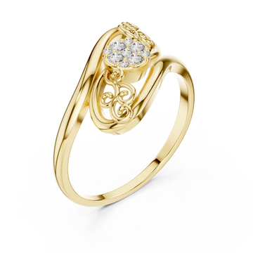 Gold Eternal Grace Swirl Floral Cluster Ring Right View