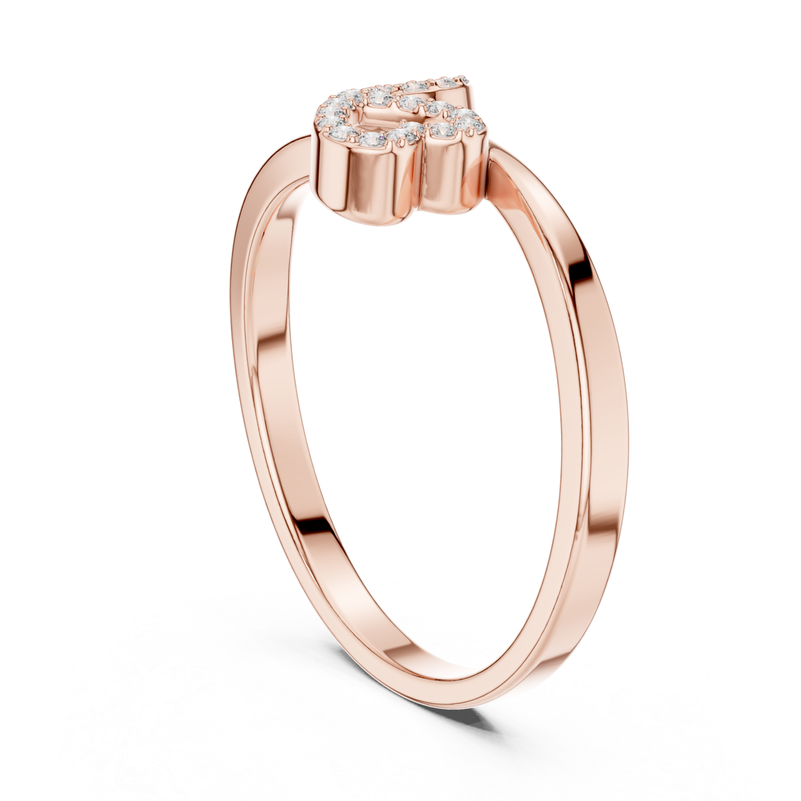  Rose Gold Celestial Twin Initial Stacking Ring Left View