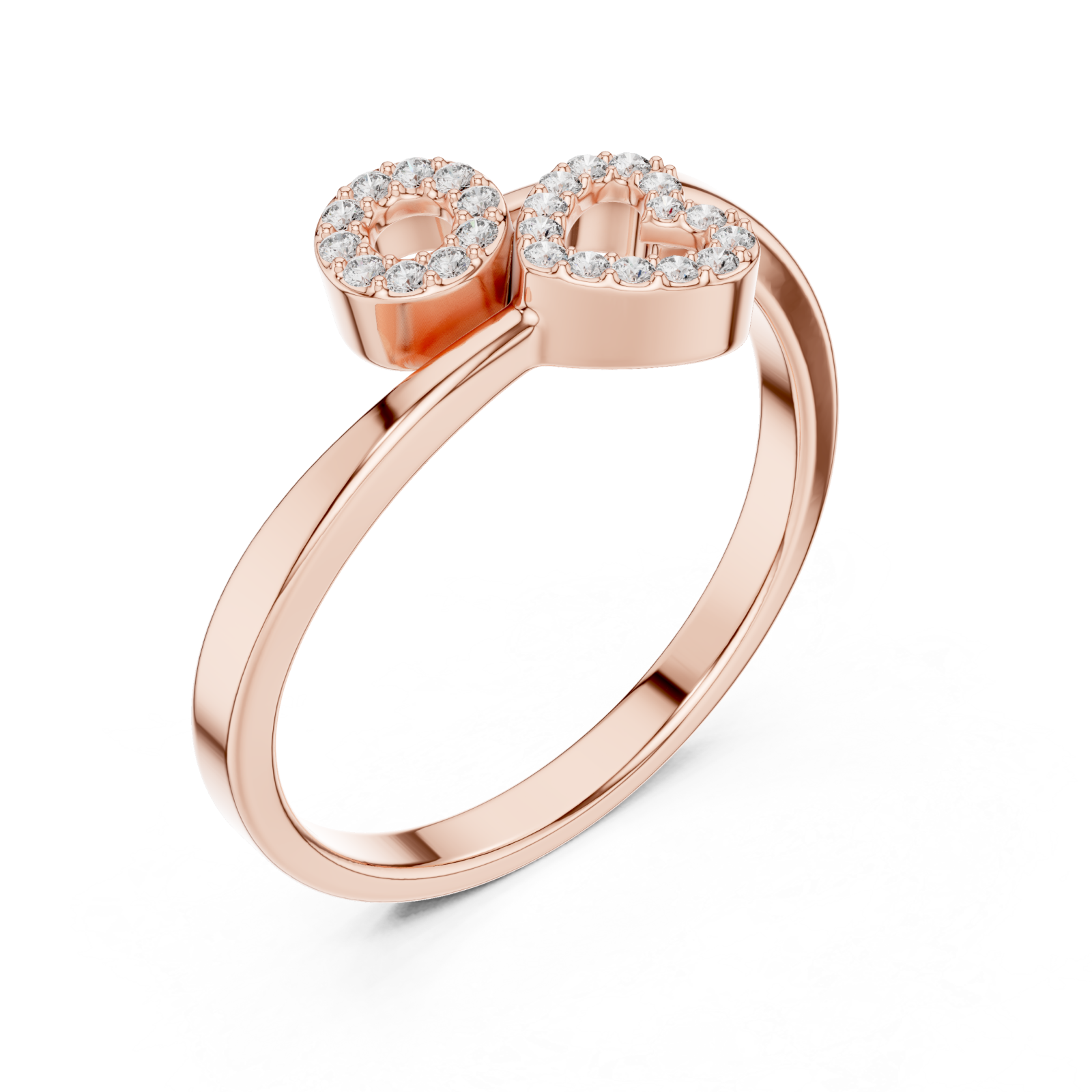  Rose Gold Celestial Twin Initial Stacking Ring Right View