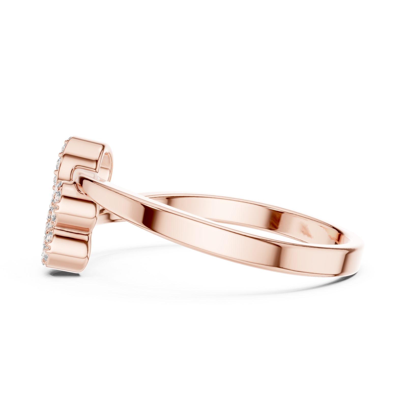  Rose Gold Celestial Twin Initial Stacking Ring Side View