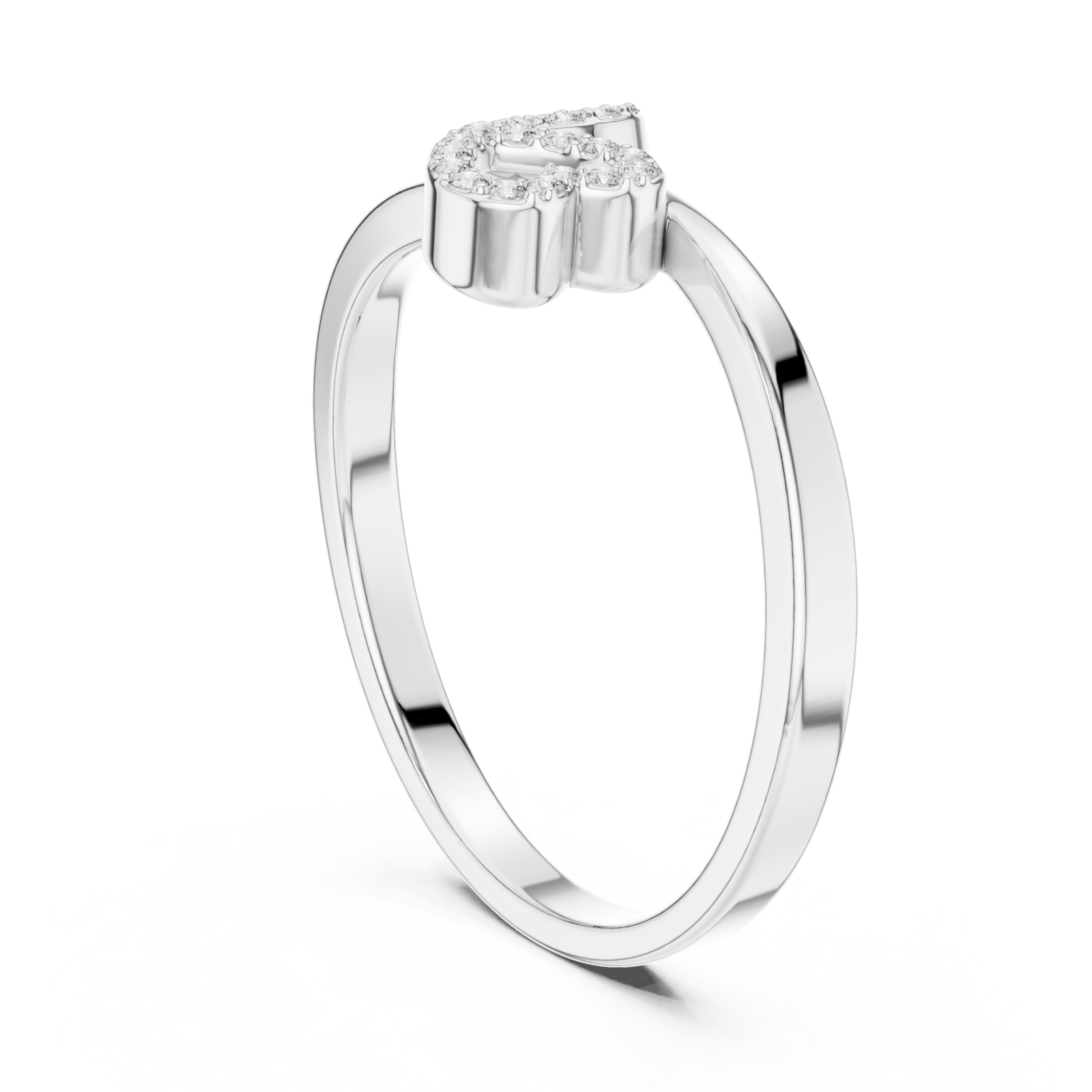  White Gold Celestial Twin Initial Stacking Ring Left View