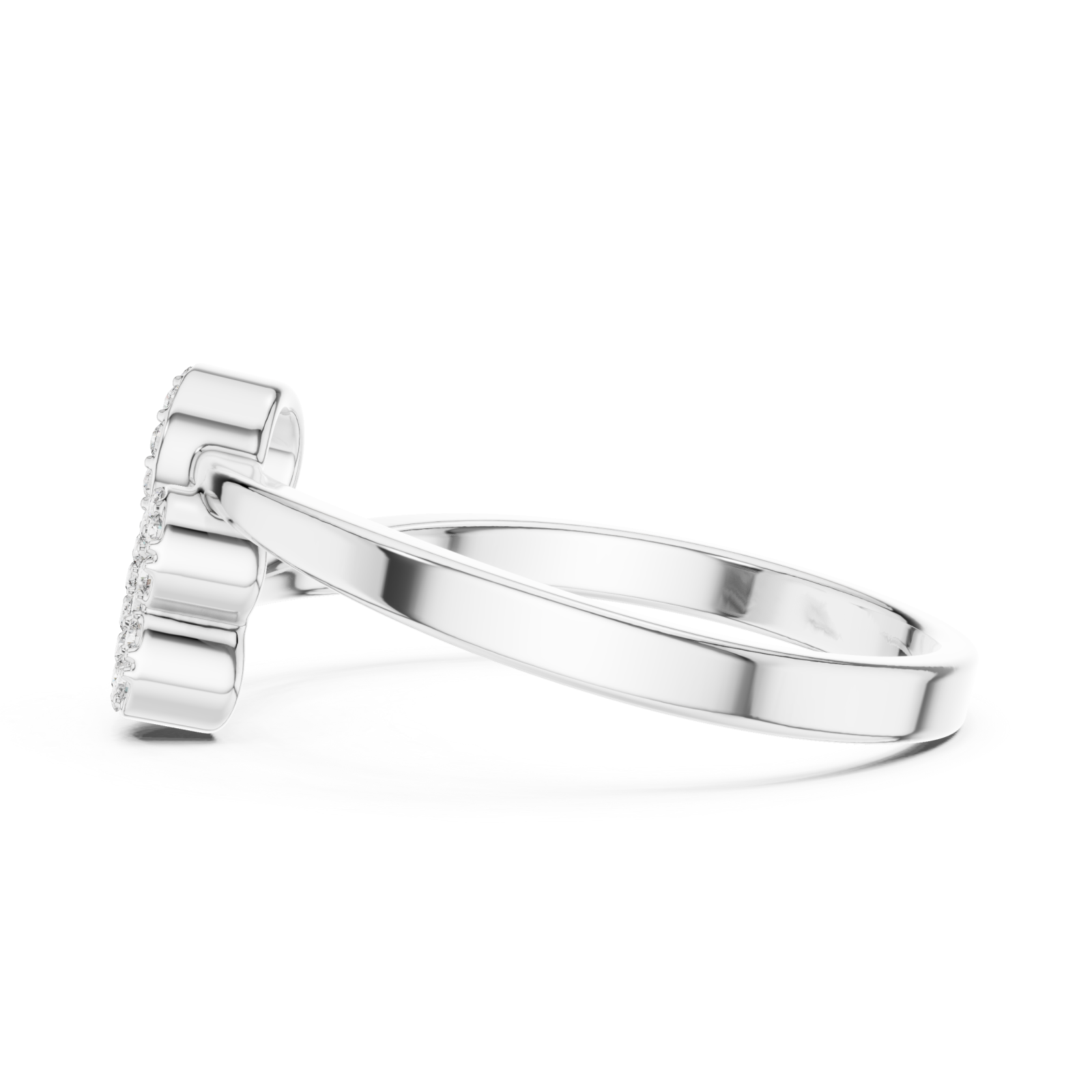  White Gold Celestial Twin Initial Stacking Ring Side View
