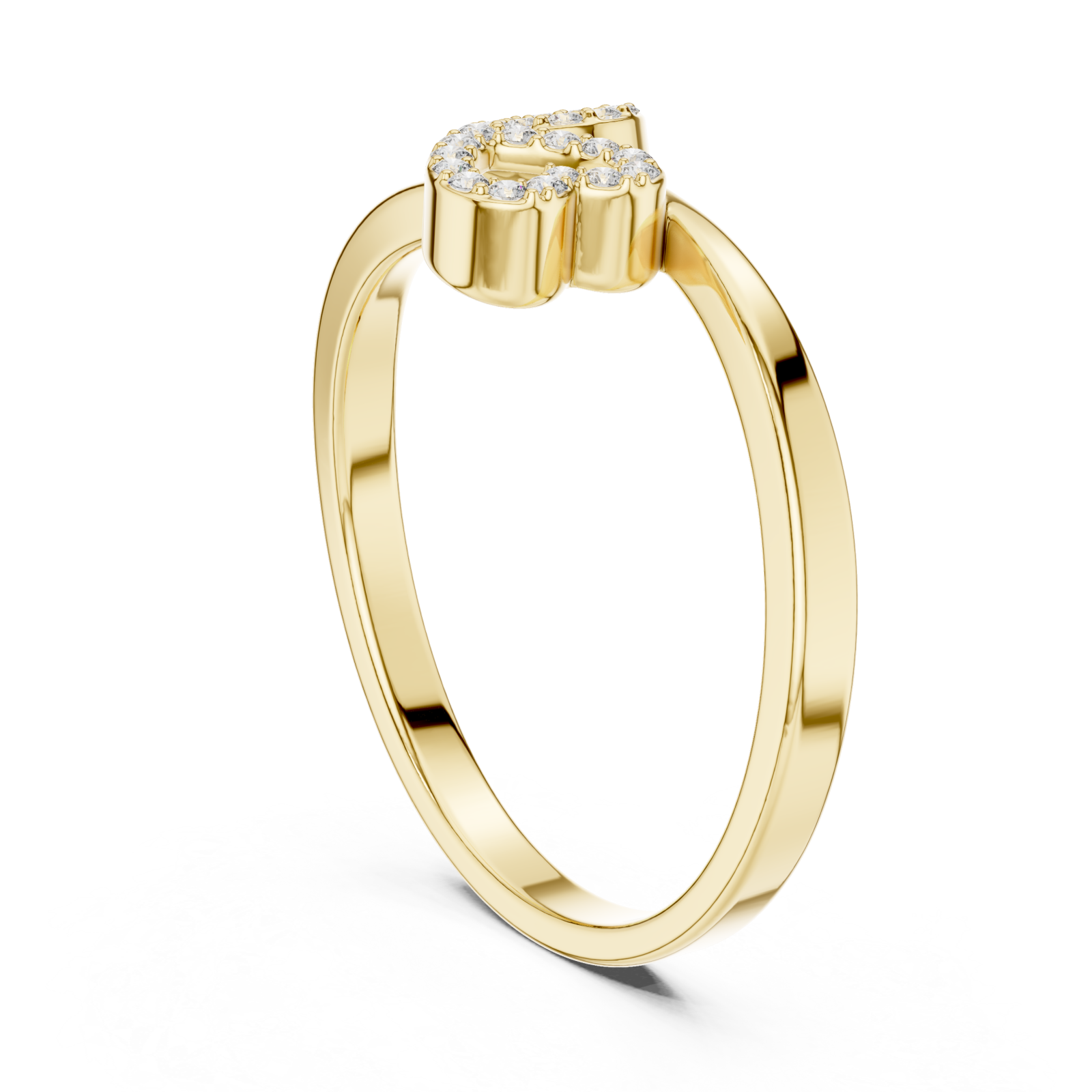  Gold Celestial Twin Initial Stacking Ring Left View