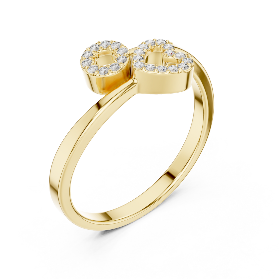 Gold Celestial Twin Initial Stacking Ring Right View