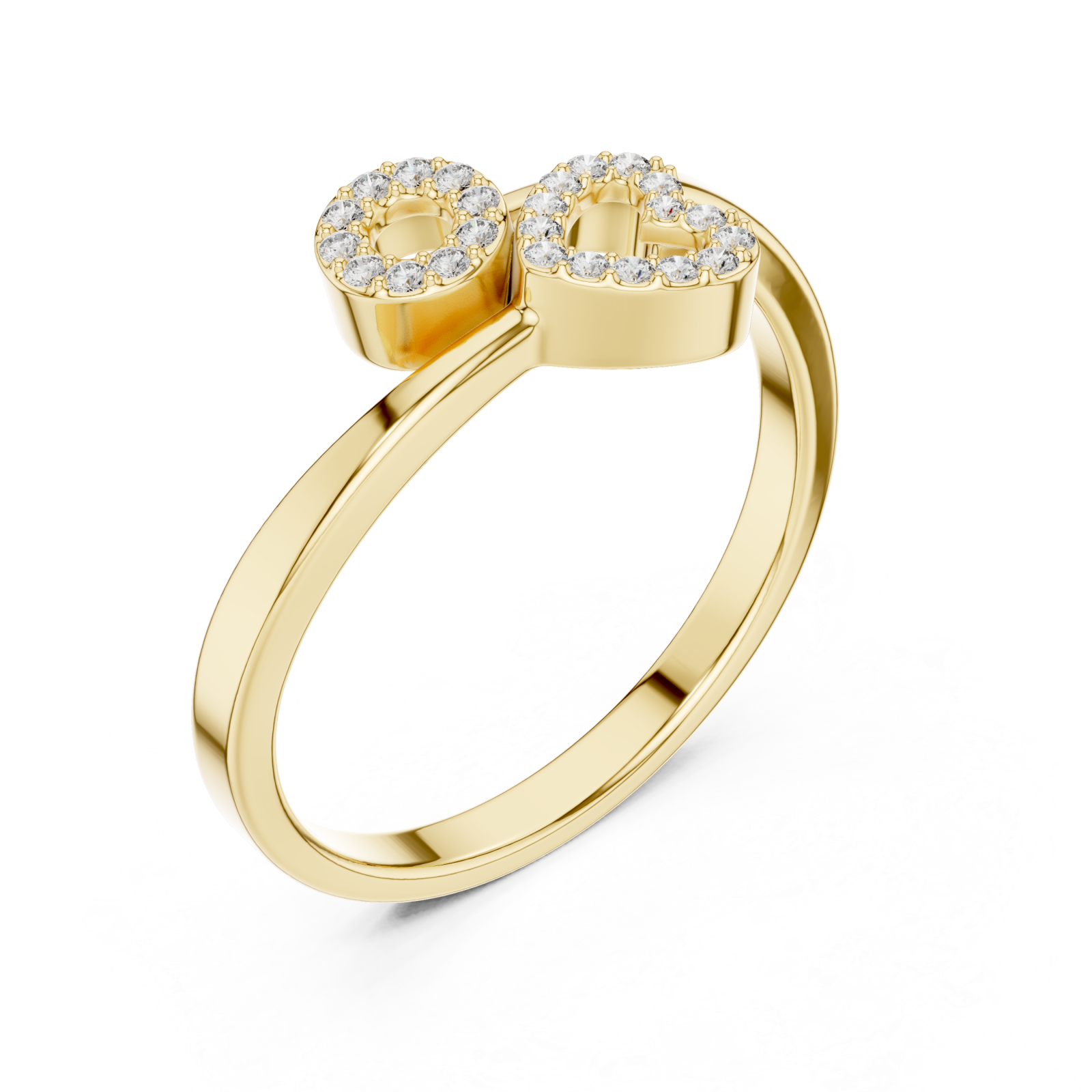 Gold Celestial Twin Initial Stacking Ring Right View