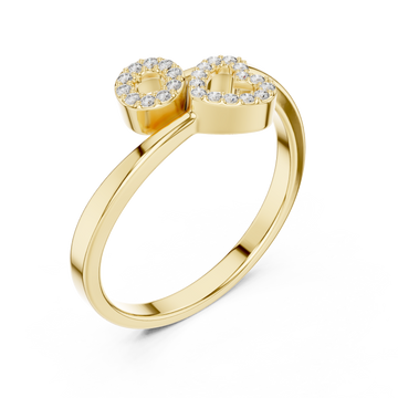 Gold Celestial Twin Initial Stacking Ring Right View
