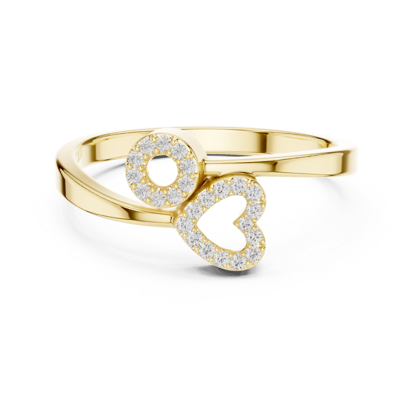  Gold Celestial Twin Initial Stacking Ring Front View