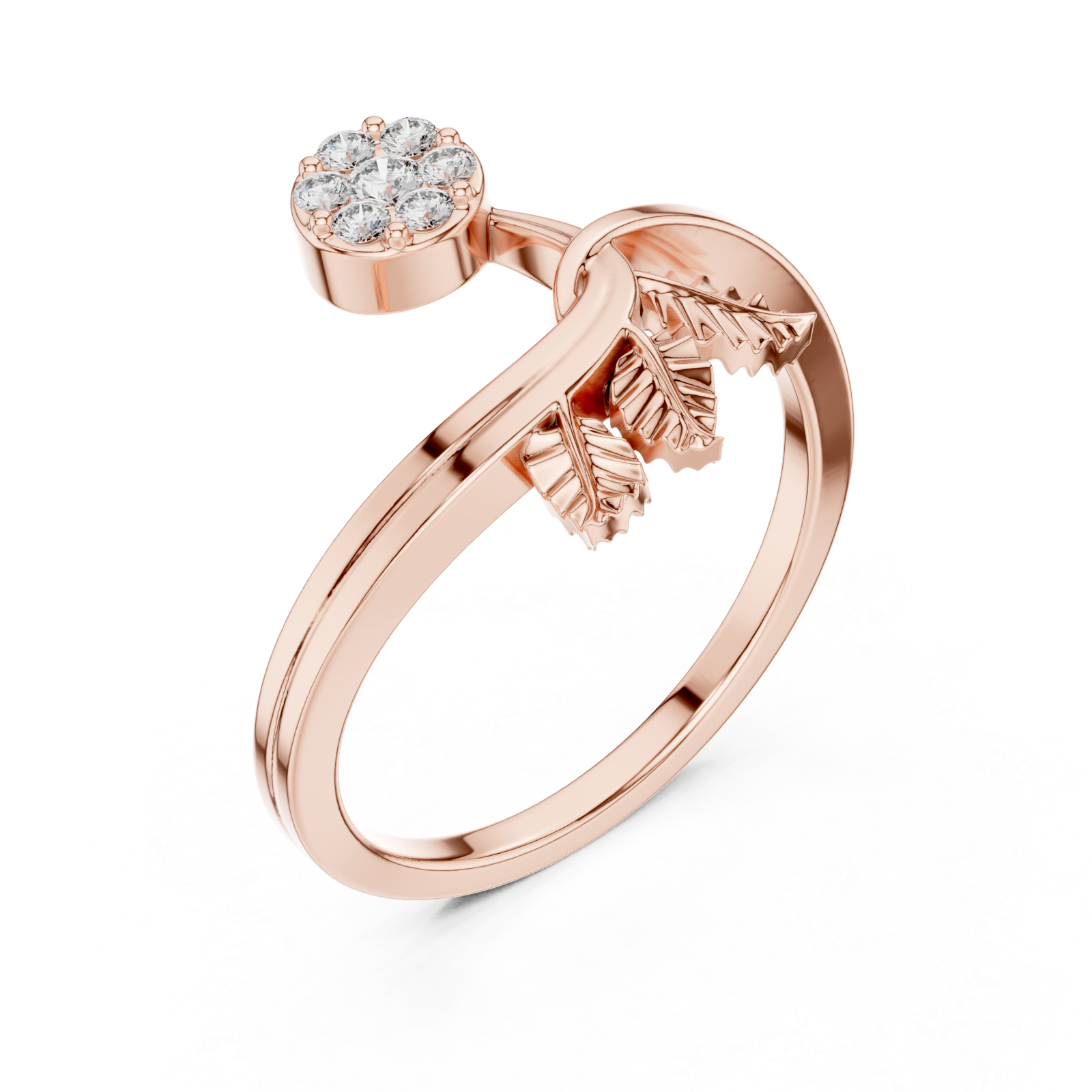 Rose Gold Enchanted Petals Botanical Statement Ring Right View