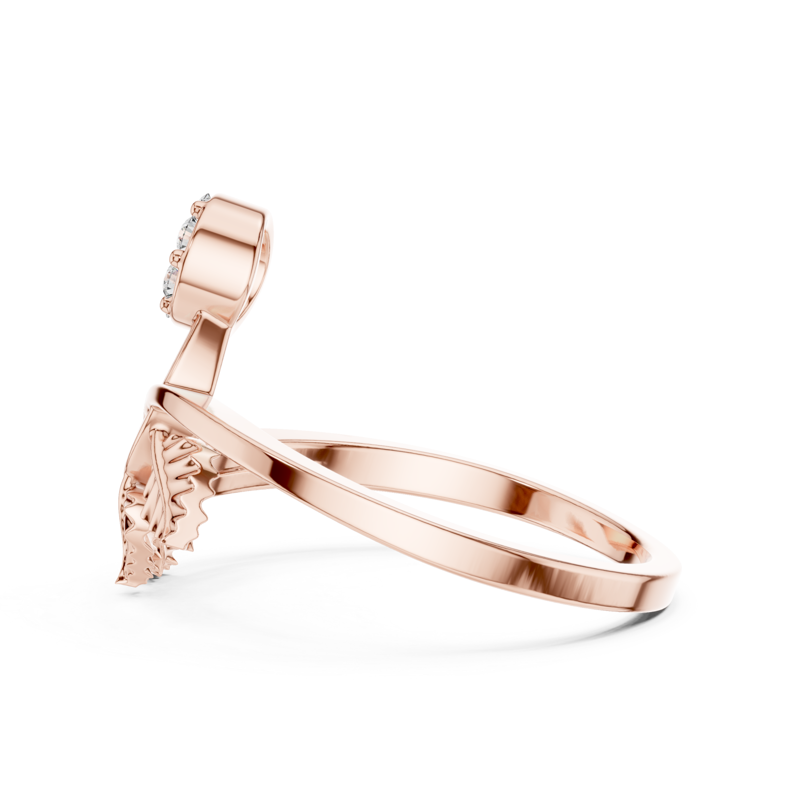  Rose Gold Enchanted Petals Botanical Statement Ring Side View