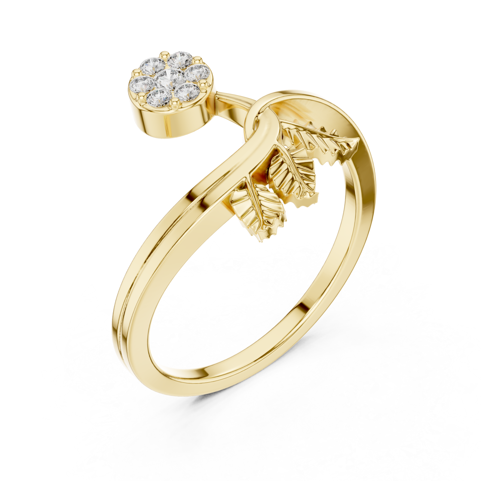 Gold Enchanted Petals Botanical Statement Ring Right View