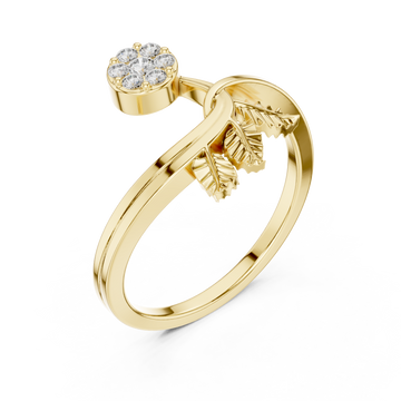 Gold Enchanted Petals Botanical Statement Ring Right View
