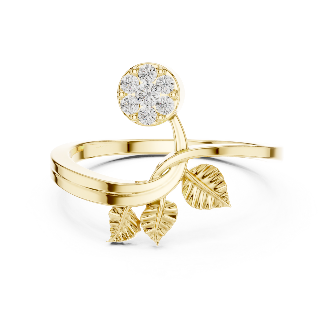 Gold Enchanted Petals Botanical Statement Ring Right View