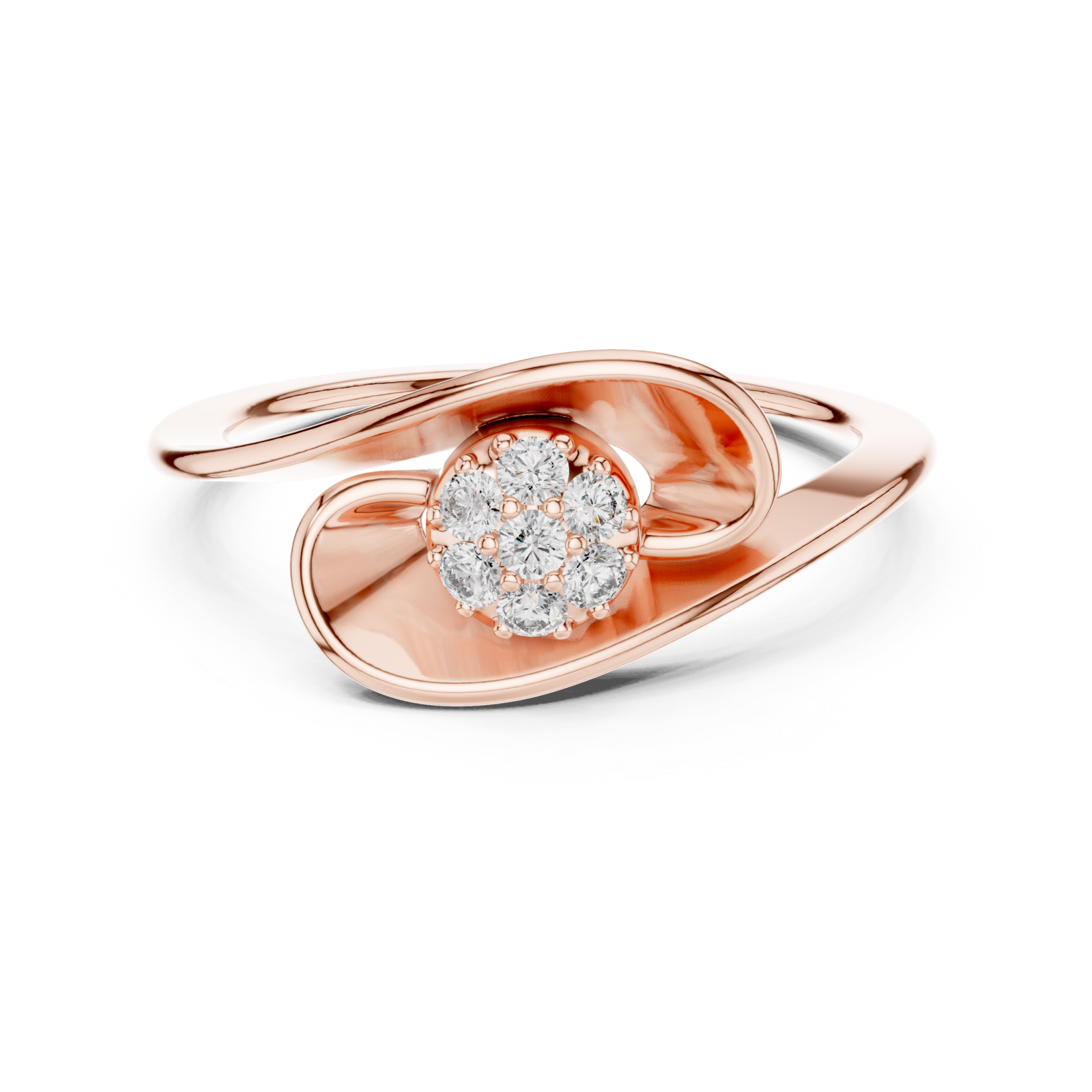  Rose Gold Lumina Spiral Artistry Signature Band Ring Front View