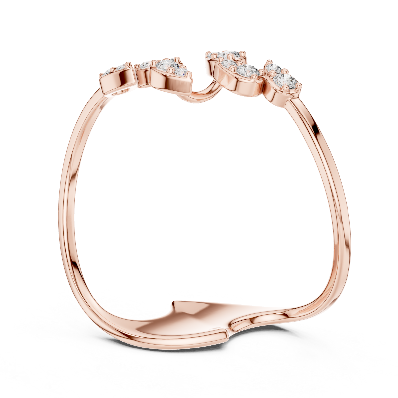  Rose Gold Graceful Petal Cascade Contemporary Ring Left View