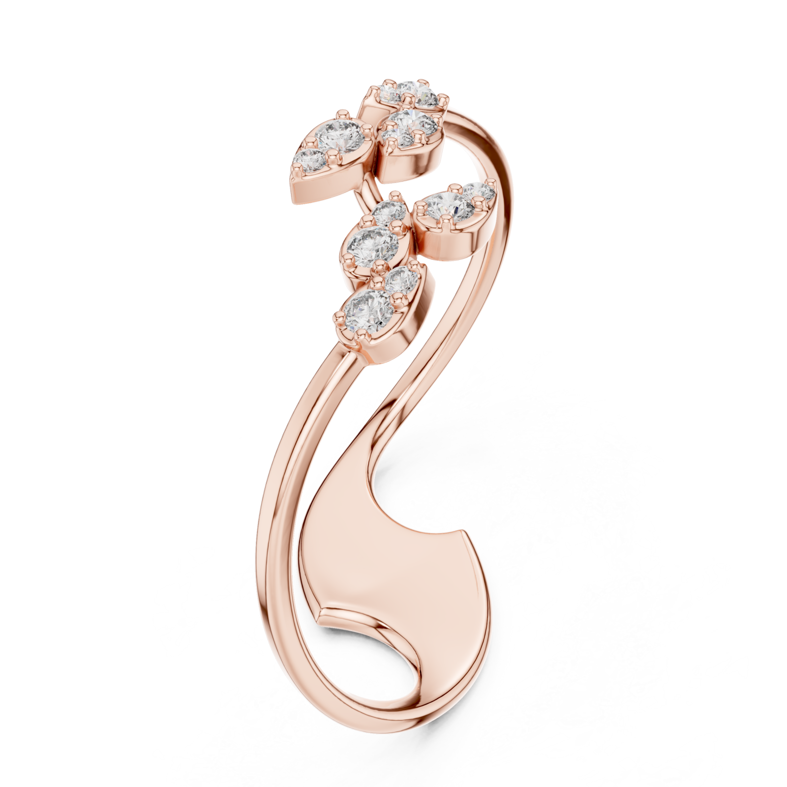  Rose Gold Graceful Petal Cascade Contemporary Ring Right View