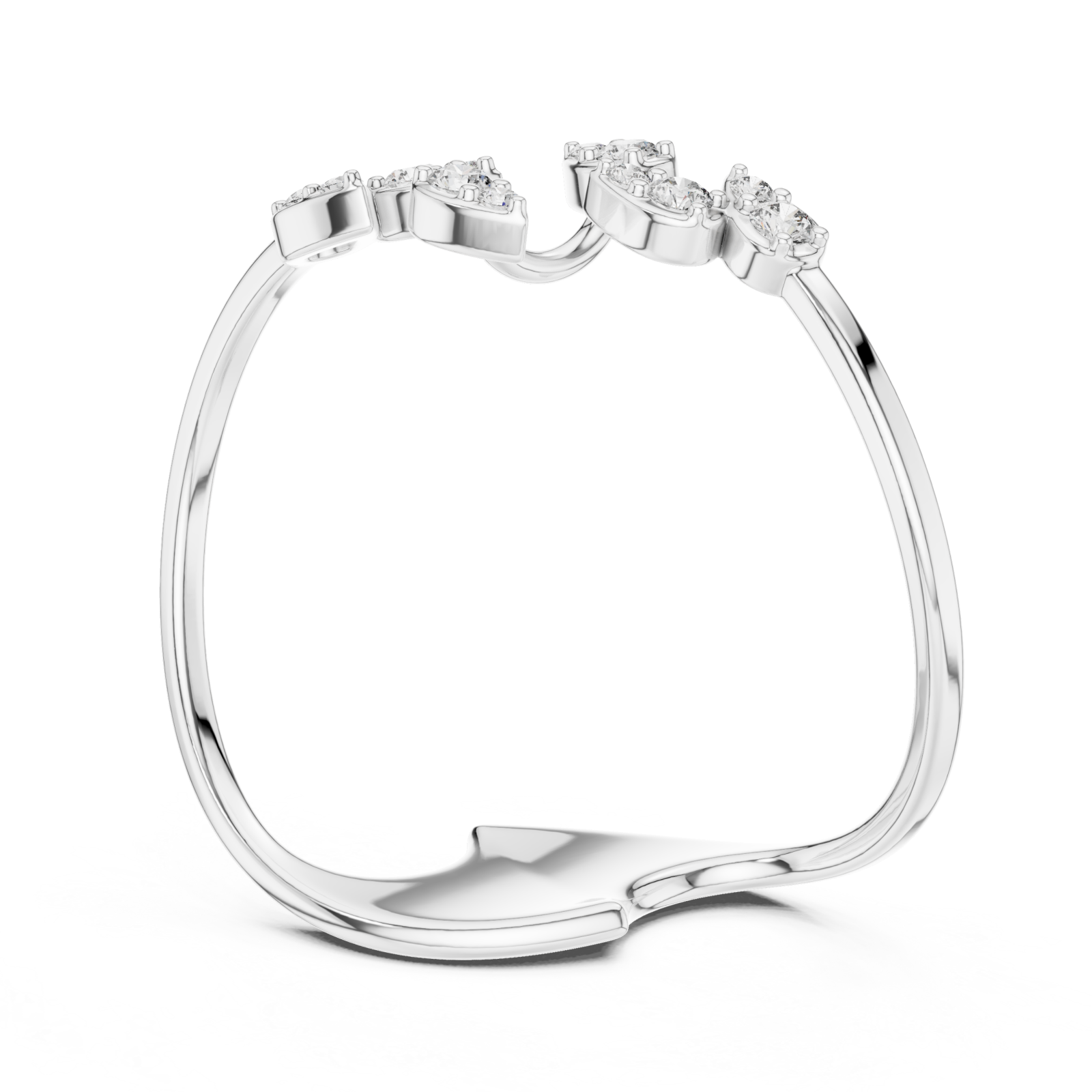  White Gold Graceful Petal Cascade Contemporary Ring Left View