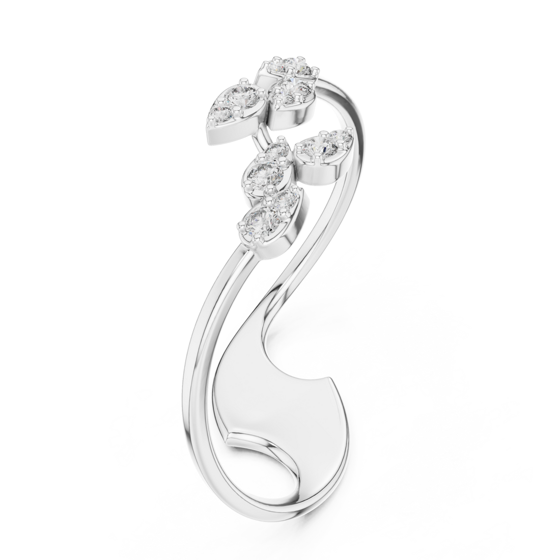  White Gold Graceful Petal Cascade Contemporary Ring Right View