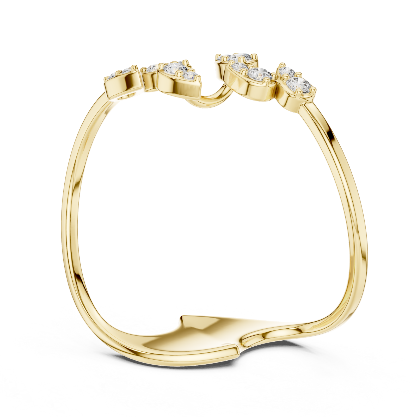  Gold Graceful Petal Cascade Contemporary Ring Left View