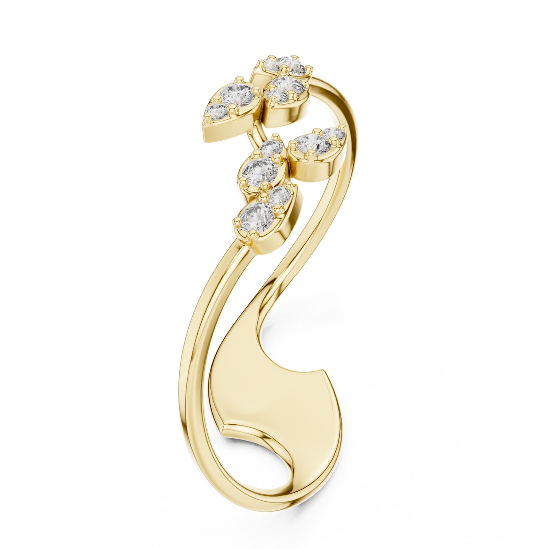 Gold Graceful Petal Cascade Contemporary Ring Right View